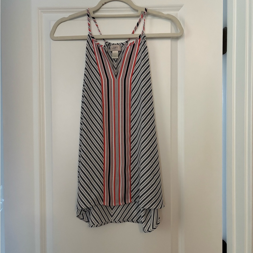 LOFT Striped Halter Top - Navy, Red, White